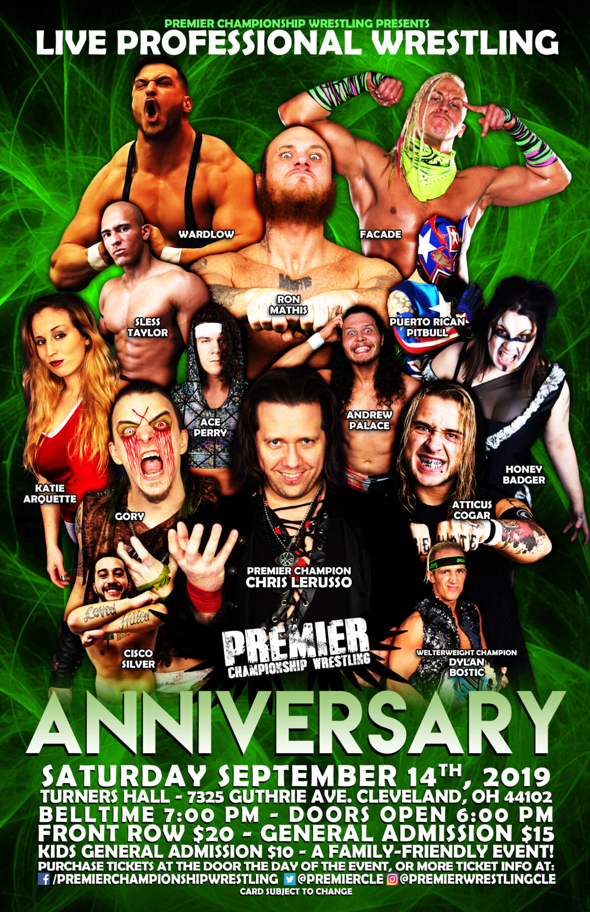 Premier Championship Wrestling “Anniversary” Saturday, September 14
