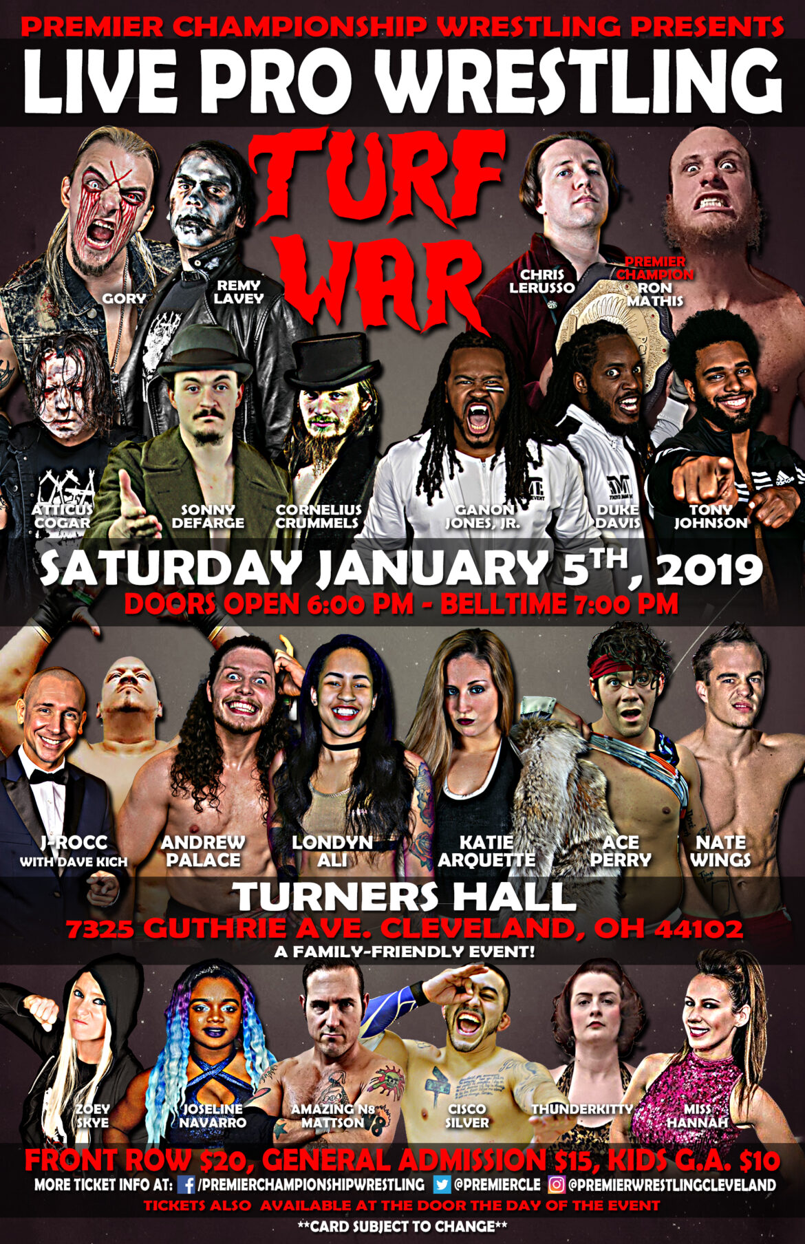 Premier Championship Wrestling Presents “Turf War” on Saturday, January